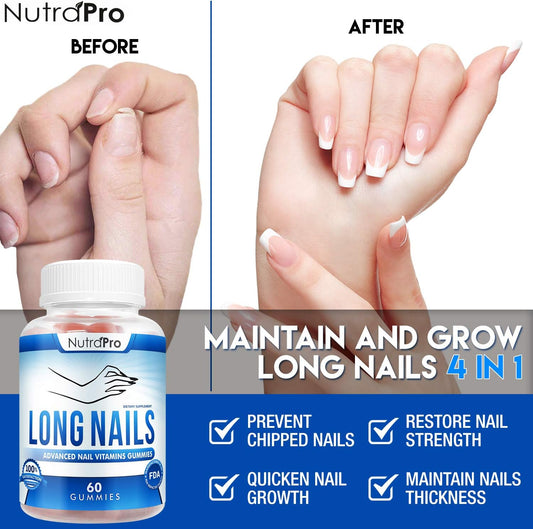 Nutrapro Nail Growth Vitamins For Stronger Nail - No More Chipped Nails.Nail Strengthener And Growth Supplement Gummies – Grow Strong Long Nails With Biotin And Collagen Gummies