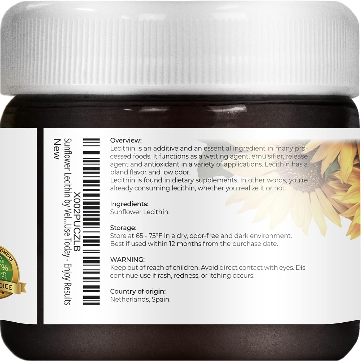 velona Pure Liquid Sunflower Lecithin 2 oz | Food Grade | Unbleached | Emulsifier, Stabilizer, Softener, Smoother, Wetting Agent | Use Today - Enjoy Results : Health & Household