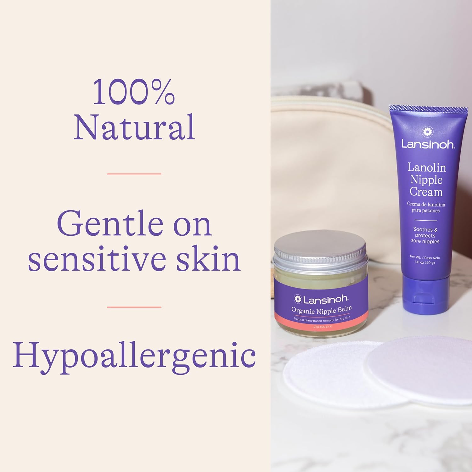 Lansinoh Lanolin Nipple Cream (1.41 Ounces) And Organic Nipple Balm (2 Ounces), Breastfeeding Essentials, 1 Count Each : Baby