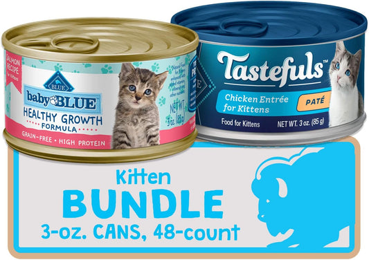 Blue Buffalo Kitten Wet Cat Food, Chicken And Salmon 3-Oz Cans (Pack Of 48)