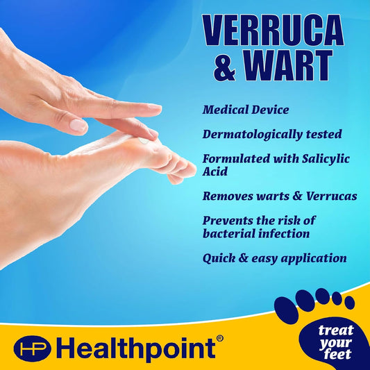 Healthpoint Verruca And Wart Removal Pen, Clinically Proven 2Ml Gel, Precision Pen For Easy Targeted Application, Treats Corns And Calluses, For Hands And Feet, Prevents Further Infection