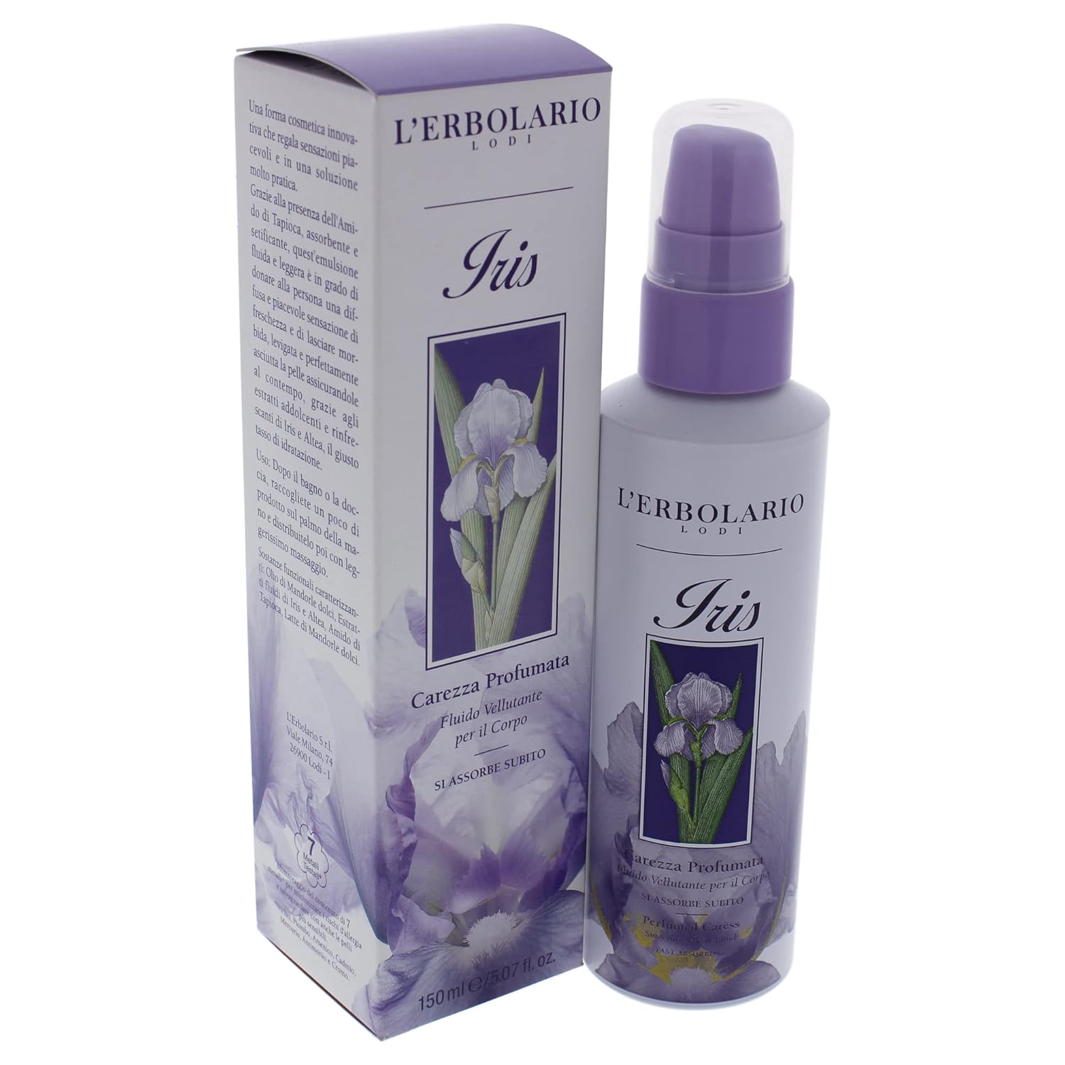 L'Erbolario Iris Perfumed Caress Smoothing Body Fluid - Body Moisturizer To Hydrate, Protect - Liquid Body Lotion For Women - All Skin Types - 5.1 Oz : Beauty & Personal Care