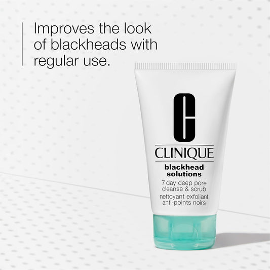 Clinique Blackhead Solutions 7 Day Deep Pore Cleanse & Scrub, Daily Face Cleanser Facial Scrub With Salicylic Acid + Vitamin E For All Skin Types, 4.2 Fl Oz
