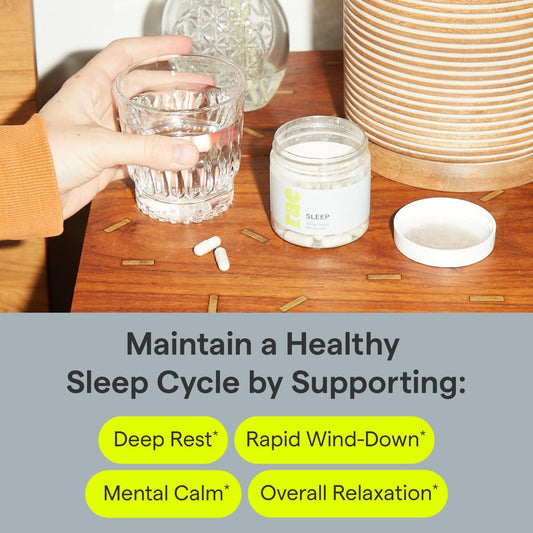 Rae Wellness Sleep Capsules - Support Relaxation And Calm For A Restful Night With Chamomile, L-Theanine, 5-Htp, Lemon Balm, And Melatonin 3Mg - Vegan, Non-Gmo, Gluten Free (30 Servings)