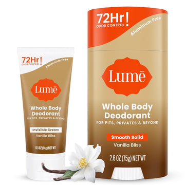 Lume Whole Body Deodorant - Invisible Cream Tube Mini And Solid Stick - 72 Hour Odor Control - Aluminum Free, Baking Soda Free, Skin Safe - 0.5 Oz Mini Tube + 2.6 Oz Solid Stick (Fresh Alpine)