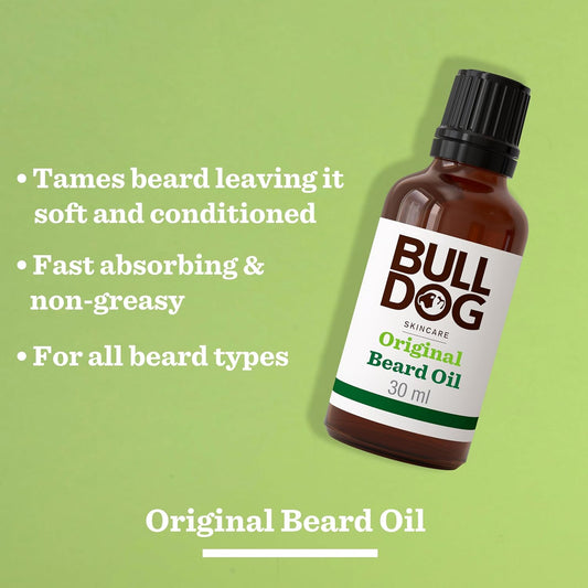 Bulldog Skincare Original Beard Oil, Men'S Grooming, Beard Moisturiser For Softer, Supple Beards, 30G