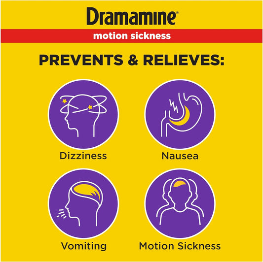Dramamine Motion Sickness Relief Less Drowsey Formula, 8 Count