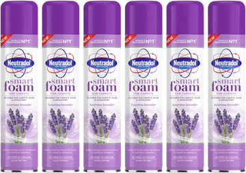 Neutradol Smart Foam Carpet & Fabric Deodoriser, Quick Dry, Odour Neutralising Foam, Luxurious Lavender, Multipack Of 6 X 300Ml