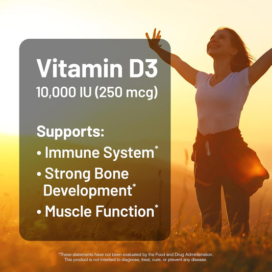 Naturewise Vitamin D3 10,000Iu (250 Mcg) 30-Day Supply - High Potency For Healthy Immune Support & Muscle Function, Non-Gmo, Gluten-Free In Organic Extra Virgin Olive Oil, (Mini Softgel), 30 Count