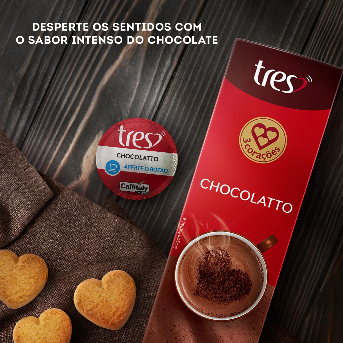 3 Corações Cápsula Chocolatto Tres - 10 Unidades