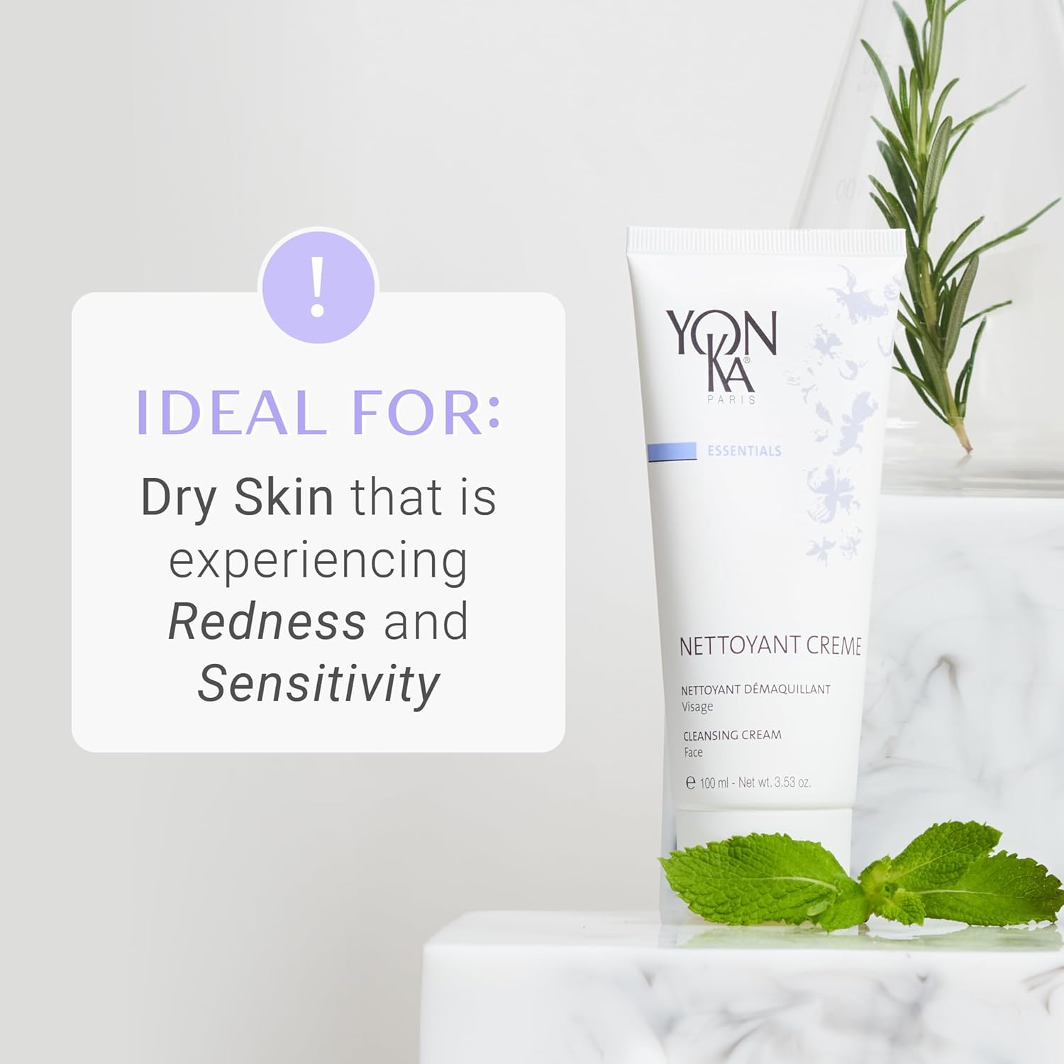 Yonka Nettoyant Creme (100Ml) Cleansing Makeup Remover Cream, Remove Impurities With Calming Peppermint And Plant Glycerin, Sensitive To Acne Prone Skin, Paraben-Free : Beauty & Personal Care