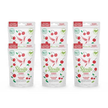 Stevita Hard Candy, Cheery Cherry - Pack Of 6 - Sugar & Aspartame Free - Naturally Flavored & Sweetened - Non-Gmo, Gluten Free, Keto Friendly