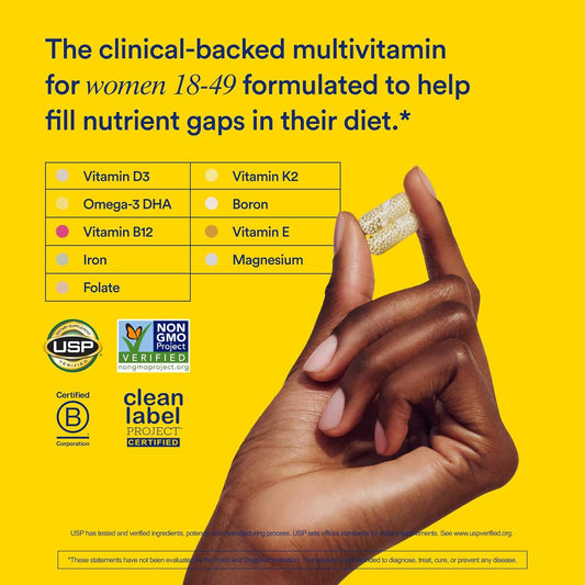 Ritual Multivitamin For Women 18+ With Vitamin D3 For Immune Support*, Vegan Omega 3 Dha, B12, Iron, Gluten Free, Non Gmo, Usp Verifed, 30 Day Supply, 60 Capsules