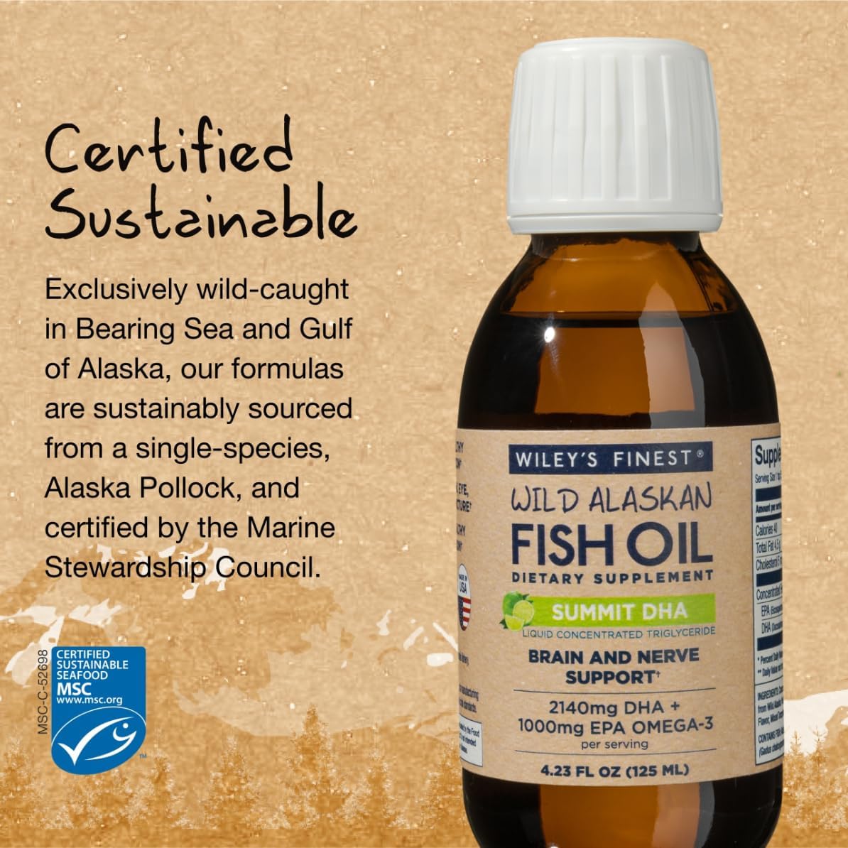Wiley's Finest Wild Alaskan Fish Oil Summit DHA Liquid - 2140mg of DHA