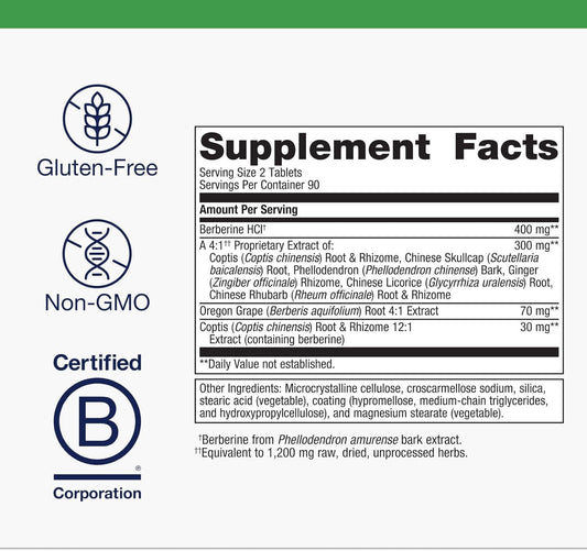Metagenics Candibactin-Br - Concentrated Berberine For Intestinal Support* - With Berberine, Oregon Grape & Coptis Root Extract - Gut Health Supplements* - Gluten-Free - Vegetarian - 180 Tablets
