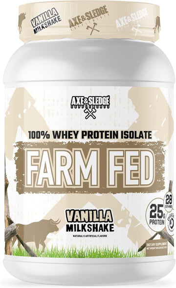 Axe & Sledge Farm Fed 100% Whey Protein Isolate | 25G Protein | Low Carb, Low Sugar, Gluten Free | Protein Powder For Men And Women | Keto | Made In The Usa | 28 Servings, Vanilla Milkshake