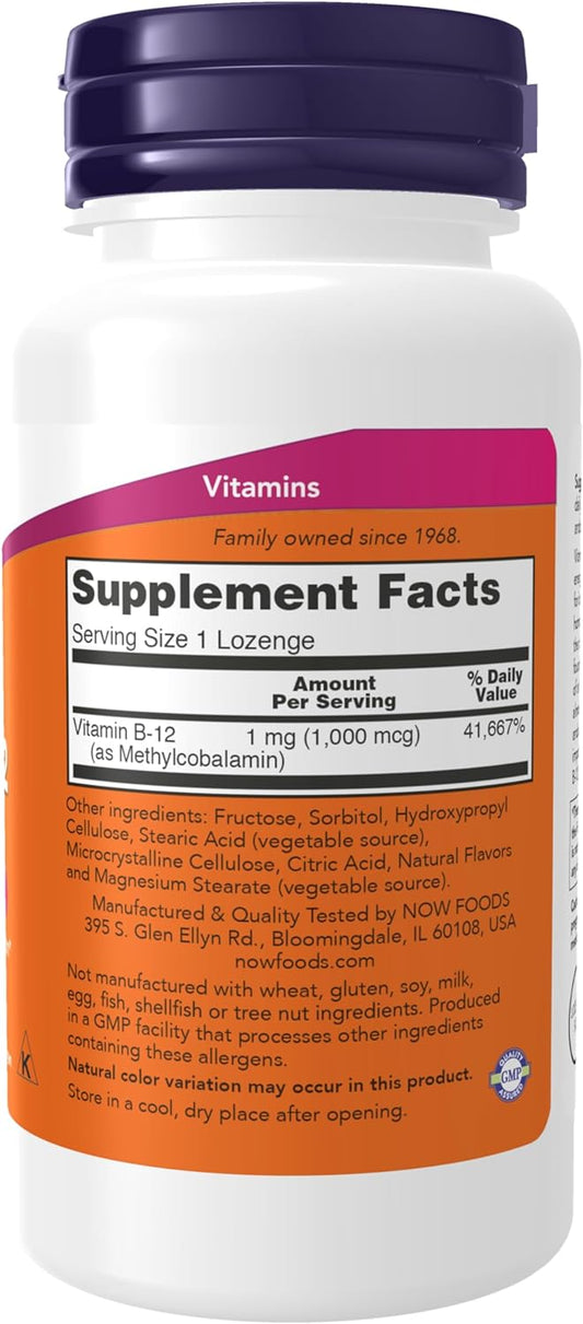 Now Supplements, Methyl B-12 (Methylcobalamin) 1,000 Mcg, Nervous System Health*, 100 Lozenges