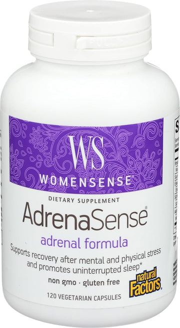 Womensense Adrenasense By Natural Factors, Adrenasense, Herbal Supplement For Adrenal Support And Stress Relief, Vegan, Non-Gmo, 120 Capsules