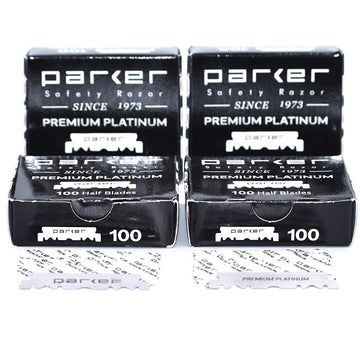 Parker Premium Platinum 1/2 Blades, ** 200 Count **, For Professional Barber Razors, Shavette Razors And Disposable Blade Straight Razors That Accept Half Of A Double Edge Razor Blade