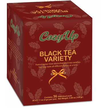 Cozy Up 4 Flavors Assorted Black Tea Sampler Pods Compatible With Keurig K-Cup Brewers (Black, English Breakfast, Earl Grey, Ginger Black Tea), 36-Count