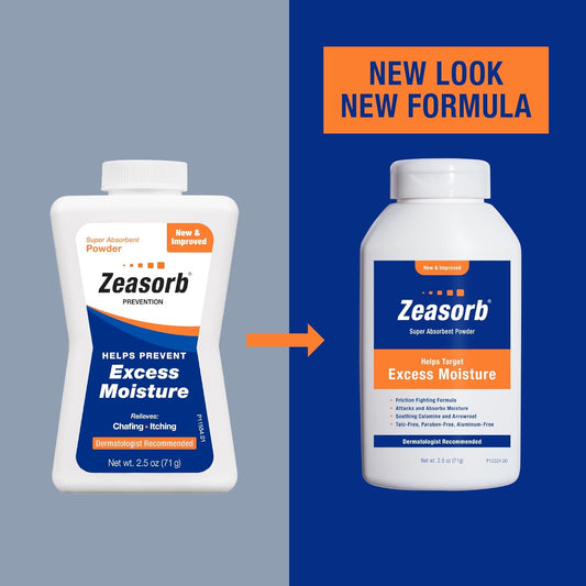 Zeasorb Prevention, Super Absorbent Excess Moisture Powder To Prevent Chafing & Itching, 2.5 Oz