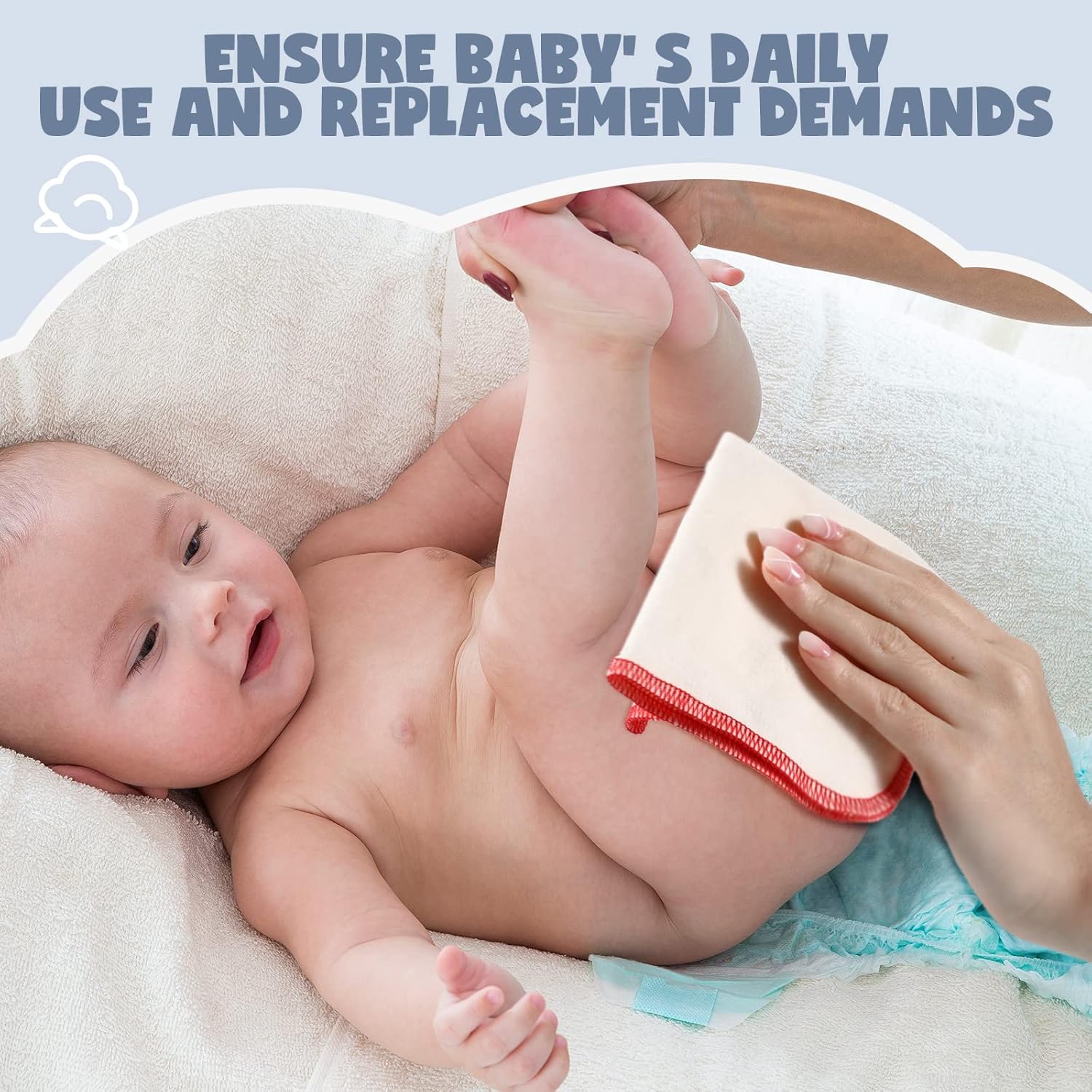 Zopeal 64 Pcs Flannel Cloth Baby Wipes Reusable Dispenser Washable Soft Natural Unbleached Baby Face Cloth Wipes 8 Colors Outer Stitching 8 X 8 Inches