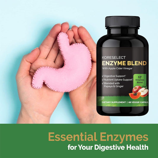 17 Enzyme Blend For Digestive Gut Health Support Supplement, Immune Support, Bloating & Gas Relief, Nutrient Absorption, With Apple Cider Vinegar, Ginger, Papaya - 60 Capsules