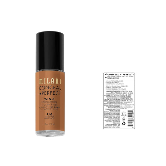 Milani Conceal + Perfect 2-In-1 Foundation + Concealer For A Flawless Complexion, Under Eye Corrector, Cover Redness And Imperfections, Waterproof And Sweatproof - Warm Beige