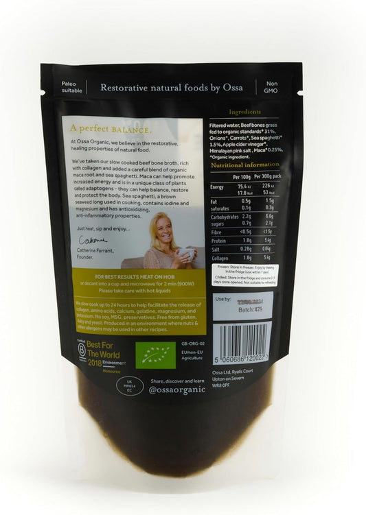 Ossa Organic Beef Bone Broth With Maca & Sea Spaghetti – Grass-Fed, Protein-Rich Superfood For Gut Health, Energy & Immunity | Keto & Paleo Friendly | 300G