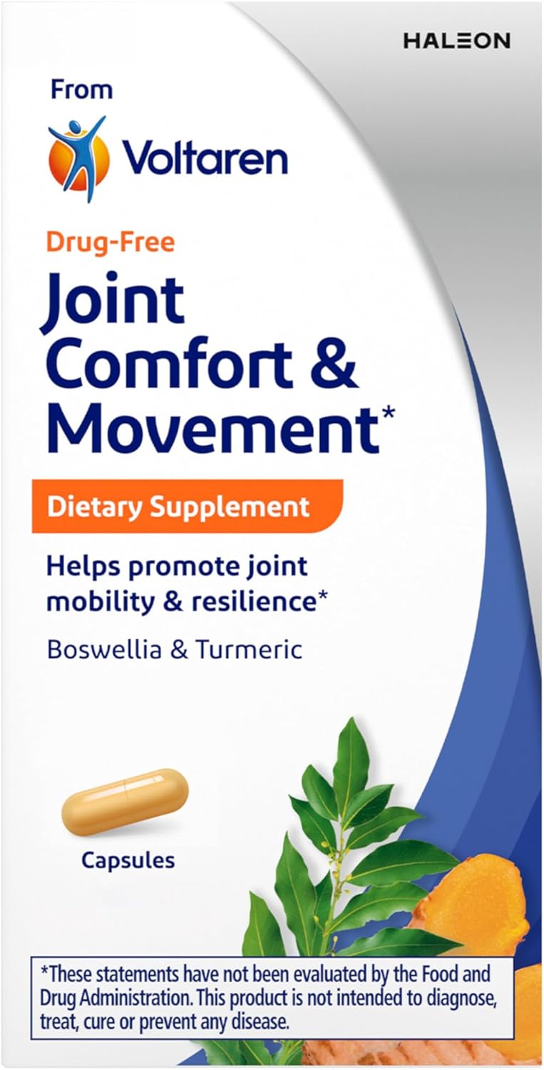 Voltaren Joint Comfort And Movement Dietary Supplement From Voltaren, With Boswellia And Turmeric For Joint Support, Movement And Flexibility β 30 Count Bottle