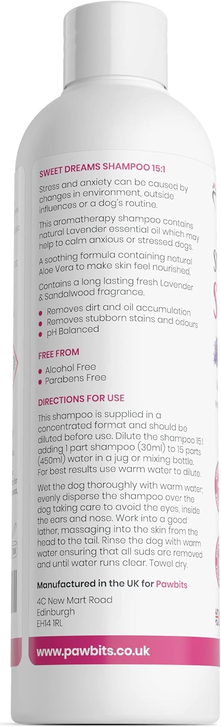 Sweet Dreams Sandalwood And Lavender Fragranced Concentrated Dog Shampoo 250Ml - Aloe Vera And Lavender Essential Oil Formula To Remove Dirt, Stubborn Stains And OdoursSandalwood-250