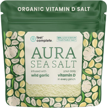 Your Daily Vitamin D In Every Pinch | Organic Aura Sea Salt | Infused Celtic Sea Salt With Wild Garlic | 30% Less Sodium Than Table Salt | 5 Months Of Vitamin D | 80G Resealable Pouch