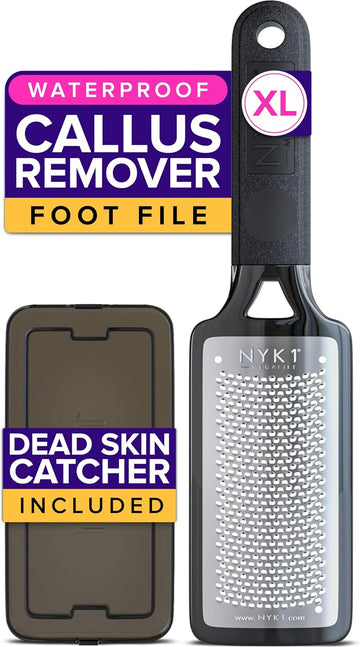 Rustproof Foot File Callus Remover For Feet With Catcher (Xl Size) Nyk1 Megafile Foot Files For Hard Skin Remover For Wet & Dry Use - High-Performance Scraper With Textured Grip For Non-Slip Control