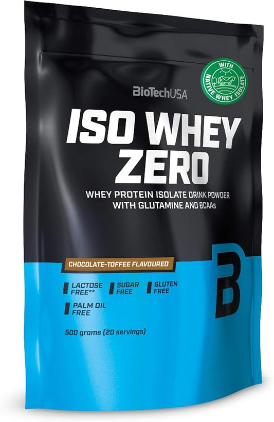 Biotechusa Iso Whey Zero | Premium Whey Protein Isolate | Grass-Fed | Enzyme-Free | Sugar- And Gluten-Free, 908 G, Chocolate-Toffee