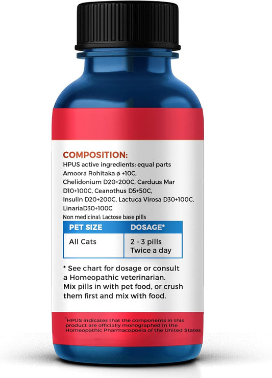Bestlife4Pets Hepatic Cat Liver Support - Dissolvable Homeopathic Liver And Digestive Feline Supplement For Liver Detox And Nutrient Absorption - 100% All Natural - Free Of Chemicals Or Additives