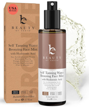 Beauty by Earth Self Tanning Face Mist - Fair to Medium Fake Tan Face Tanning Spray - Sunless Tanning Spray Facial Tanner - Face Tan Spray - Tanning Water Spray - Face Tanner Mist
