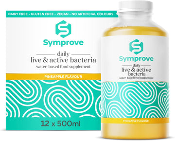 Symprove Pineapple Gut Health Supplement, 12 X 500Ml Probiotic Drink With Live & Active Bacteria, Vegan, Dairy-Free, Water-Based Formula, Daily Digestive Support