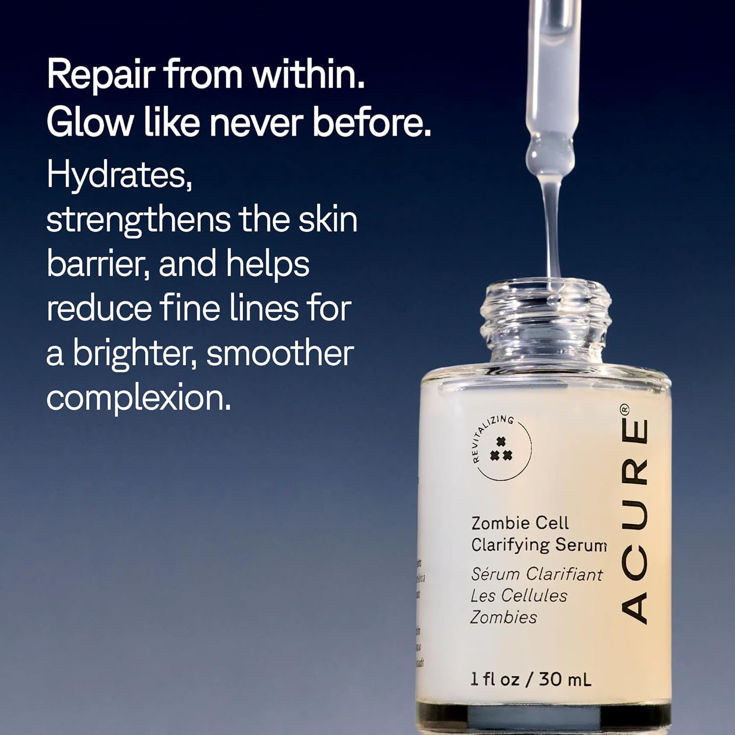 Acure Zombie Cell Clarifying Serum – Detoxifies & Revitalizes Skin, Boosts Cell Turnover, Exfoliates & Unclogs Pores, Vegan, Paraben-Free, 1 Fl Oz : Beauty & Personal Care