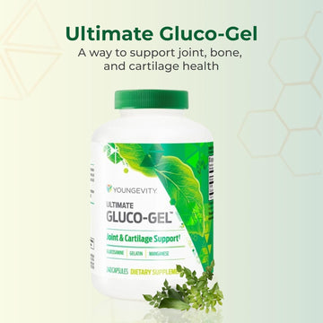 Youngevity Ultimate Gluco-Gel -For Joints, Tendons, Bones & Cartilage | Contains Glucosamine, Gelatin & Manganese | 240 Capsules | 1 Bottle