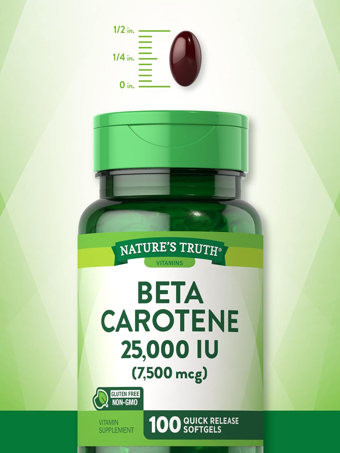 Beta Carotene 25000 IU Softgels | 100 Count | Vitamin A Supplement | Non-GMO and Gluten Free Supplement | by Nature's Truth : Health & Household