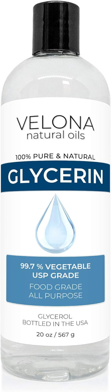 velona Glycerin Vegetable USP Grade 20 oz | 100% Pure and Natural Carrier Oil | Hair and Face Moisturizer for Dry Skin, Bubble Bath, Glycerin Soap, Soap Base | Use Today - Enjoy Results