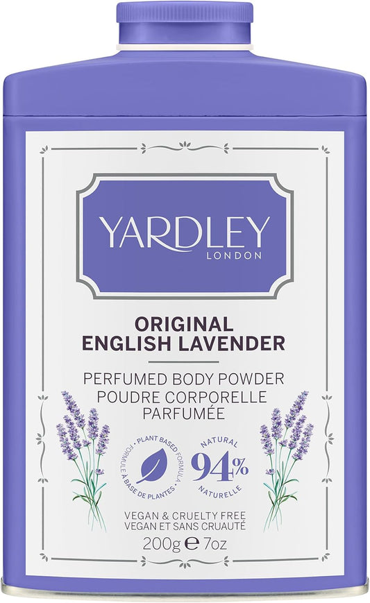 Yardley London Original English Lavender Perfumed Body Powder, Talcum Powder For Women To Help With Odor Control And Chafing, Original English Lavender Dusting Powder 200G
