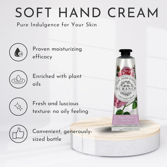 Durance Soft Hand Cream For Women (30Ml) With Rose Petal Scent Enriched With Sweet Almond Oil | Women’S Moisturising Cream For All Skin Types