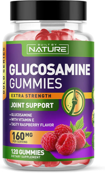 Built By Nature Glucosamine Gummies – Joint Support Supplement – Delicious Raspberry Flavor – Non-Gmo – 60 Gummies
