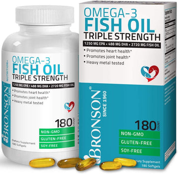 Bronson Omega 3 Fish Oil Triple Strength 2720 mg, High EPA 1250 mg DHA