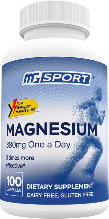 Magnesium Supplement Complex Mgsport - High Absorption Supplement With Vitamins B6, D, E - Relieves Leg Cramps & Muscle Support - 100 Servings