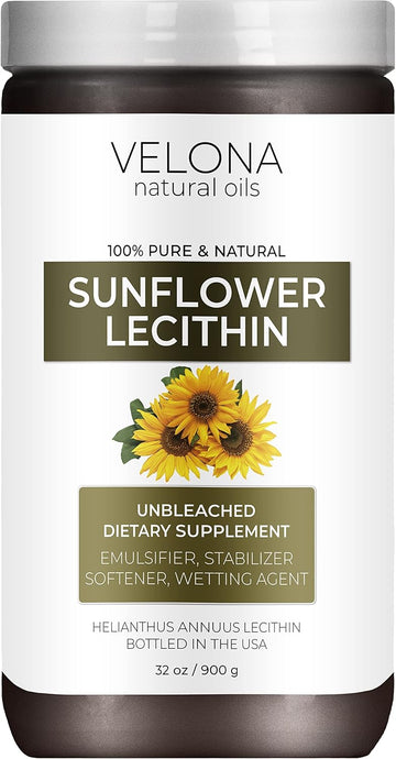 Velona Pure Liquid Sunflower Lecithin 32 Oz | Food Grade | Unbleached | Emulsifier, Stabilizer, Softener, Smoother, Wetting Agent | Use Today - Enjoy Results