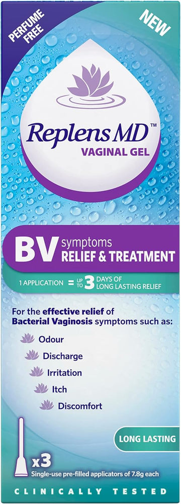 Replens Bv Symptoms Relief & Treatment Vaginal Gel - X3 Single Use Applicators, White, 3 Count (Pack Of 1)