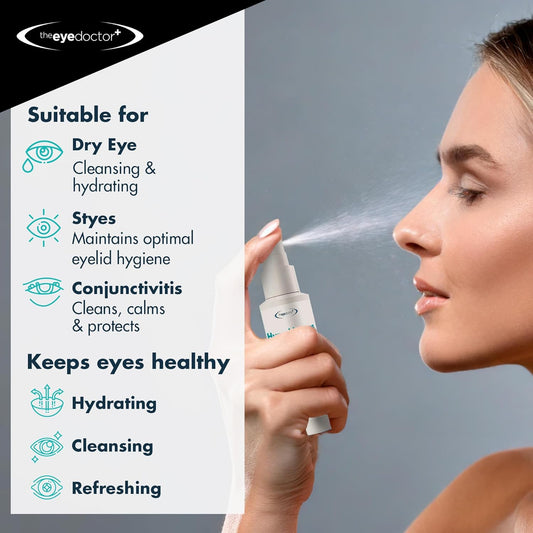 The Eye Doctor Hypochlorous Eyelid Cleansing Spray - Hypoallergenic With Antibacterial Properties For Use With Dry Eye, Blepharitis & Mgd - Preservative & Alcohol Free, Contact Lens Friendly, 100Ml