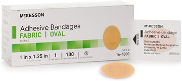 McKesson Adhesive Bandages, Sterile, Fabric Oval, 1 in x 1 1/4 in, 100 Count, 24 Packs, 2400 Total